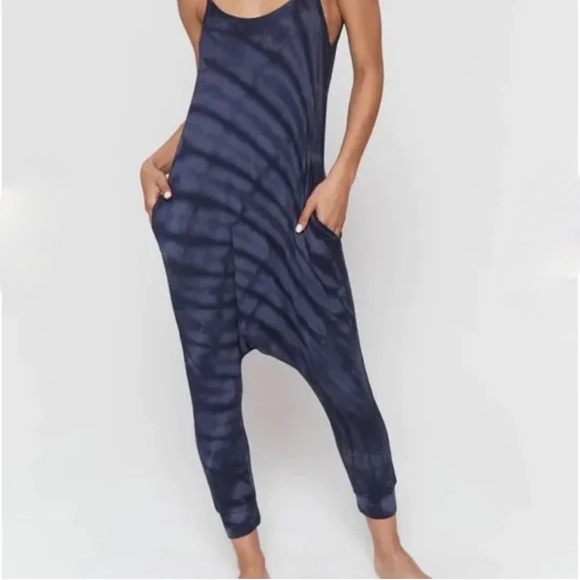 om. [Spiritual Gangster] Navy Blue Tie Dye NWT Harem Jumpsuit | Small 4 - 6 - Picture 3 of 16